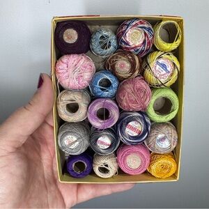 Vintage J&P Coats Tatting Crochet Thread Box, 20 Balls Mixed Colors